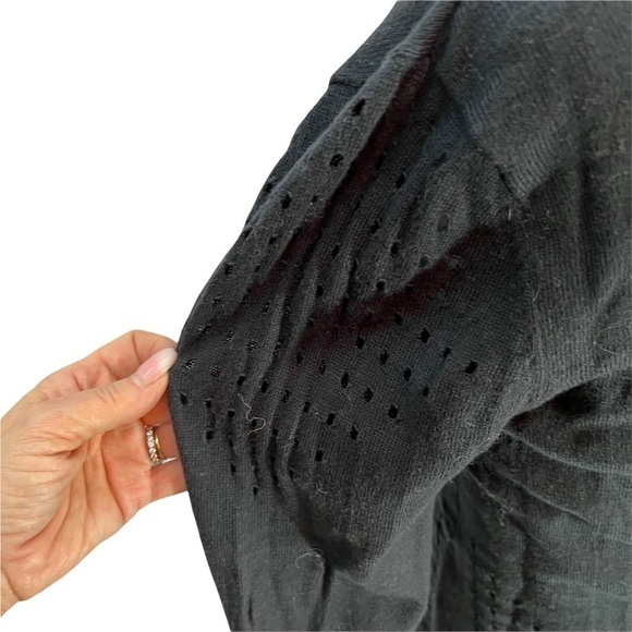 𝅺pure Handknit 100% Cotton Dual Layer Black/Grey Top w/Cutouts Size XS - Picture 7 of 11